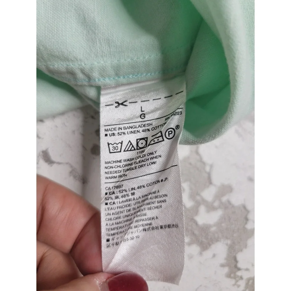 Banana Republic Linen Slim Fit Men's Large Mint‎ Green